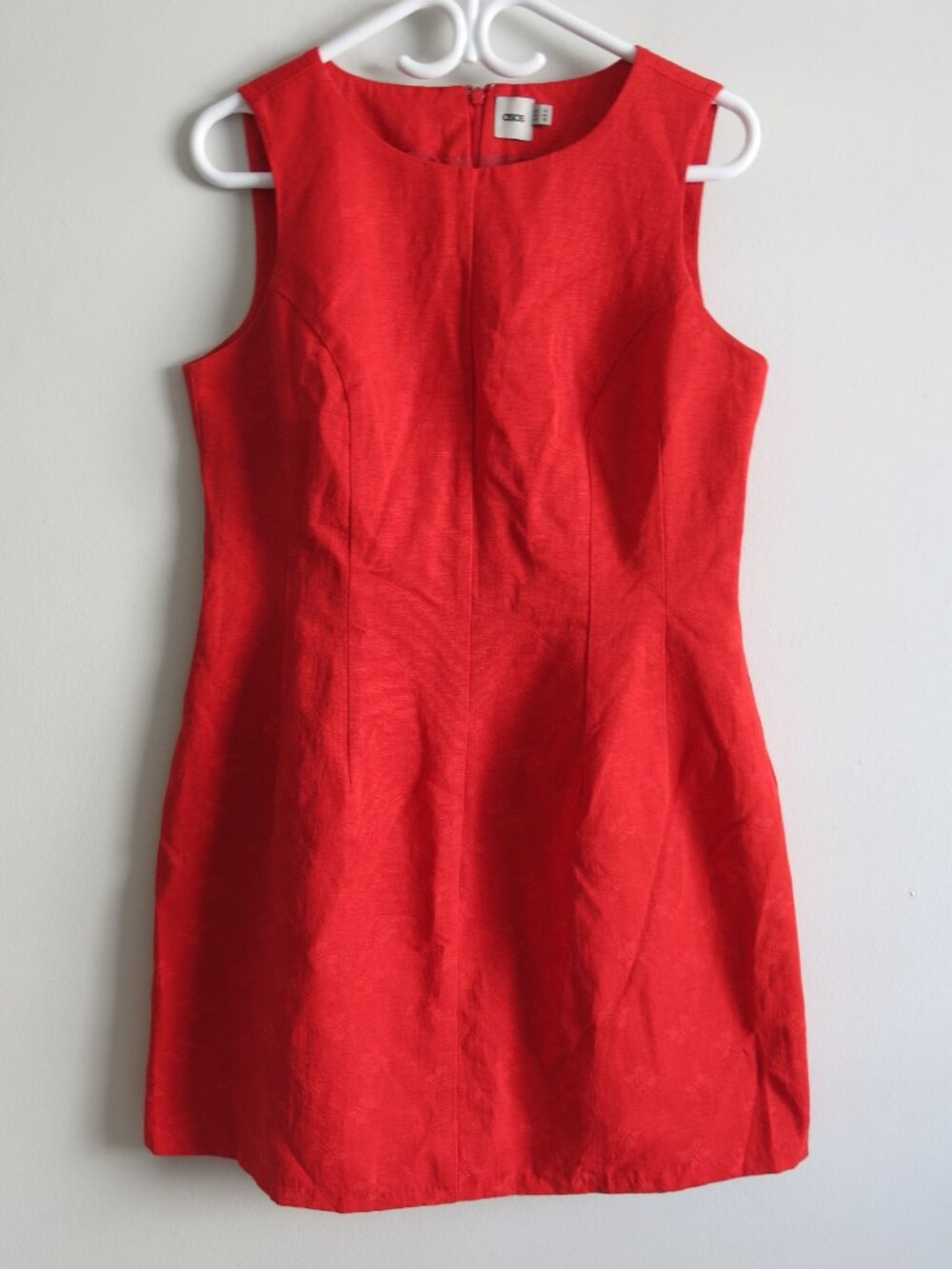 ASOS Textured Orange Cotton Blend Fully Lined Sleeveless A Line Dress - Size 10
